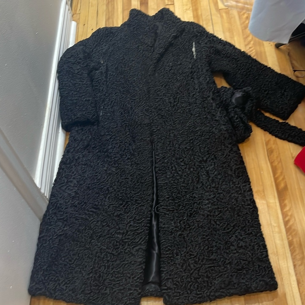 Persian lamb black fir coat. Very rare some rips